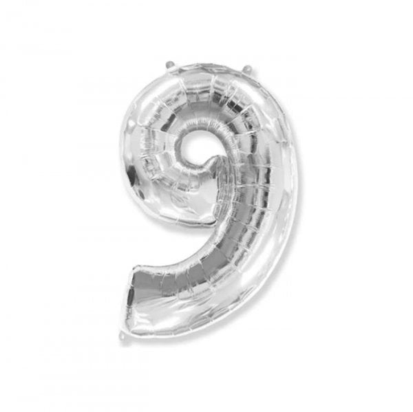 Balão Metalizado 'N°9'  Prata - Tam.40'' - Grabo