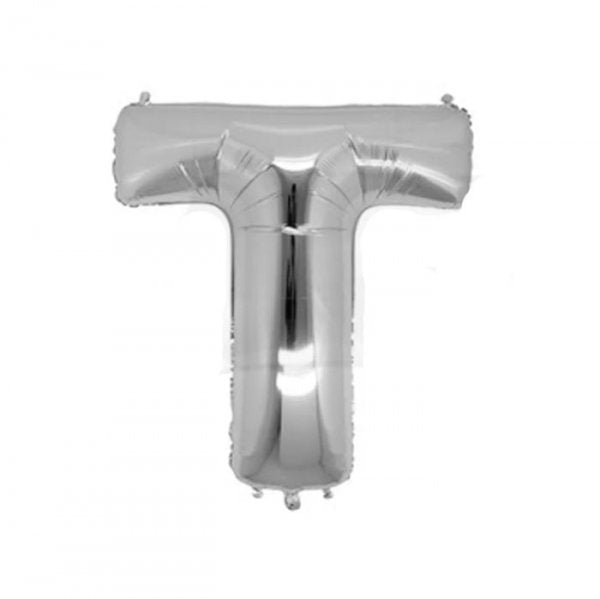Balão Metalizado 'Letra T' Prata - Tam.40'' - Grabo