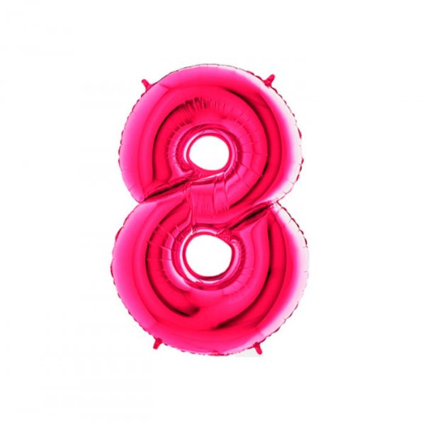 Balão Metalizado 'N°8' Pink - Tam.14''- Mega Toon