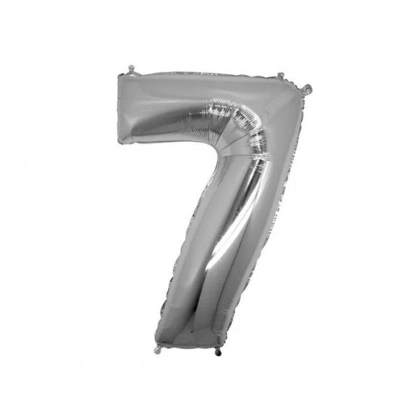 Balão Metalizado 'N°7' Prata - Tam.14'' - Mega Toon