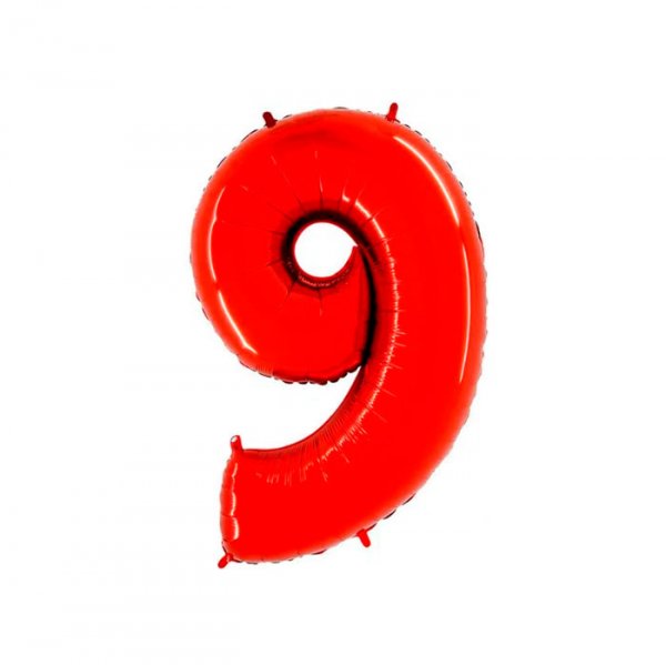 Balão Metalizado 'N°9' Vermelho - Tam.14'' - Mega Toon
