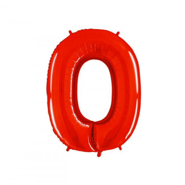 Balão Metalizado 'N°0' Vermelho - Tam.14'' - Mega Toon
