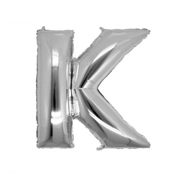 Balão Metalizado Letra 'K' Prata - Tam.14" -  Megatoon