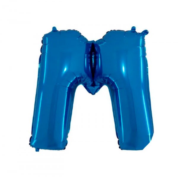 Balão Metalizado Letra 'M' Azul - Tam.14" - Megatoon