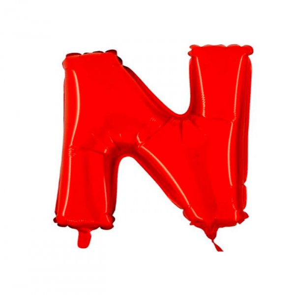 Balão Metalizado Letra 'N' Vermelha - Tam.14"  -Megatoon