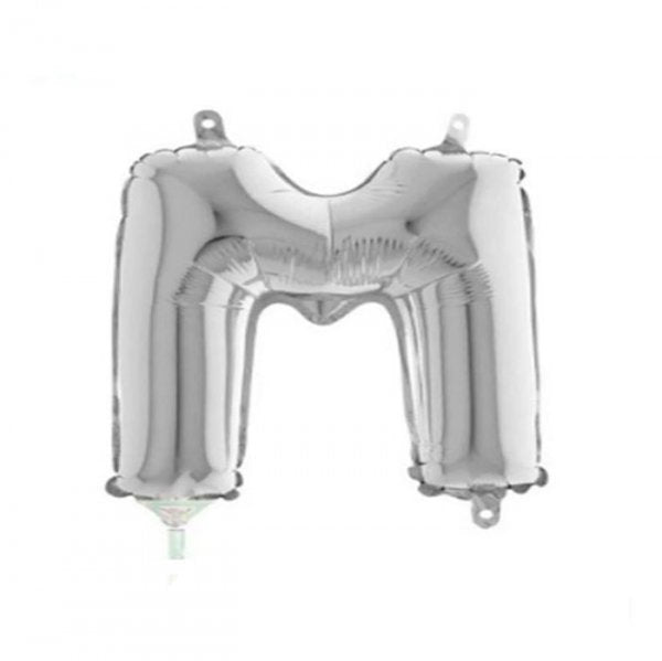Balão Metalizado Letra 'M' Prata - Tam.14" - Megatoon
