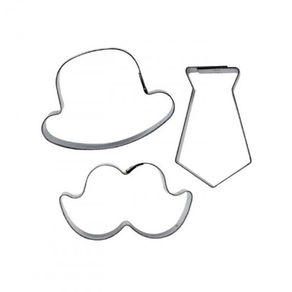 Kit Cortador Inox Pai 1 G (Bigode/Gravata/Chapéu) - R.R. Oliveira