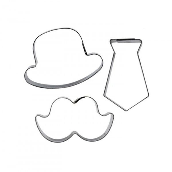 Kit Cortador Inox Pai 1 P Bigode/Gravata/Chapéu) - R.R. Oliveira