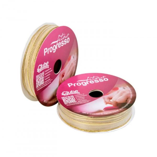 Fita Voal Ourela Dourada Zd001 C236 (10M X 7Mm) Bege (236) - Fitas Progresso