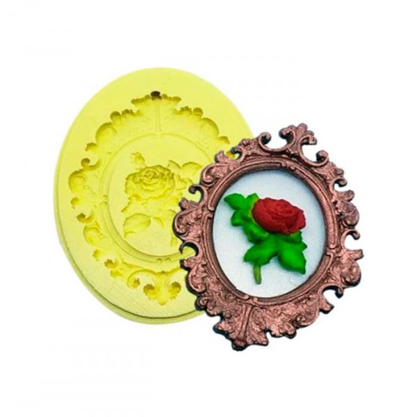 Molde De Silicone Moldura E Rosa (2240) - Mazulli