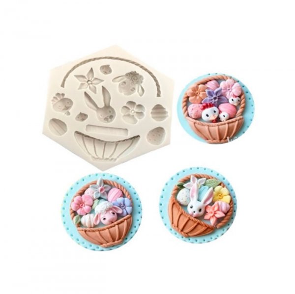 Molde De Silicone Cesta De Pascoa/Coelhos/Ovinhos (1667) - Mazulli