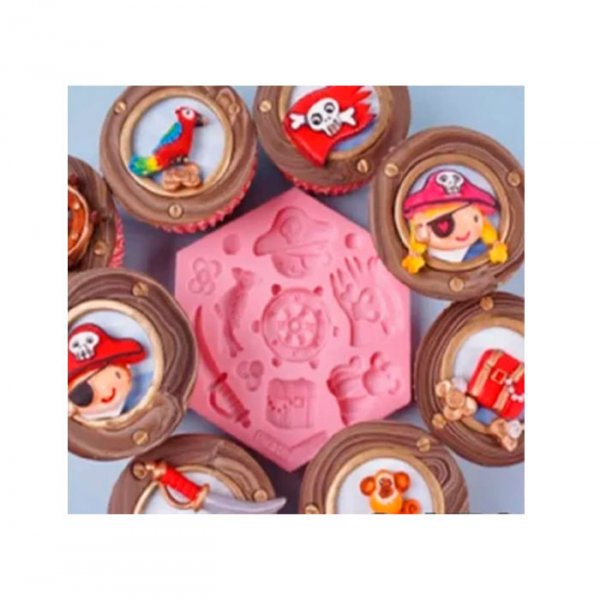 Molde De Silicone Pirata/Papagaio/Macaco/Bau (S479) - Molds Planet