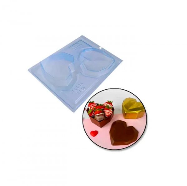 Forma De Acetato C/Silicone Porta Joia Coracao Lapidado (10282) - Bwb Formas