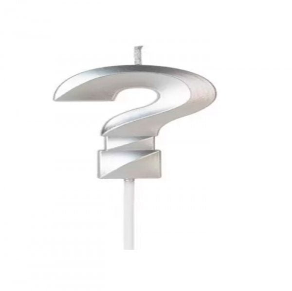 Vela Design Interrogação Prata - Silver Festas