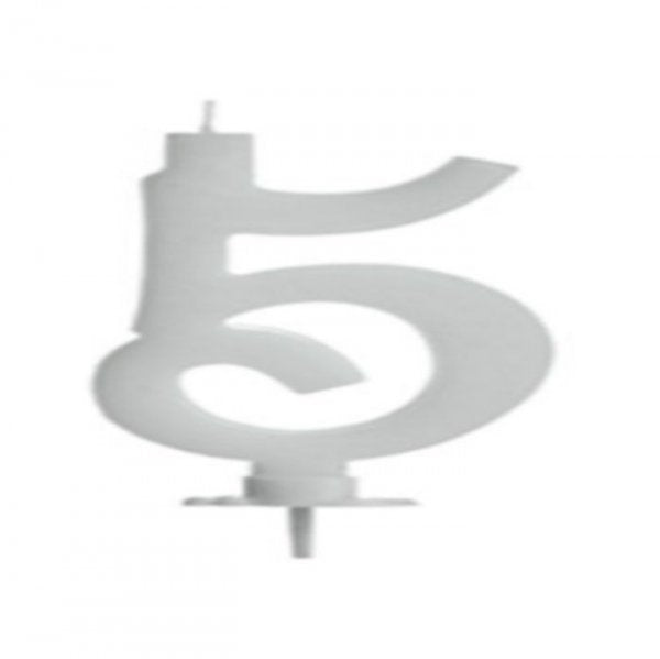 Vela Grande N°5 Branco - Silver Festas