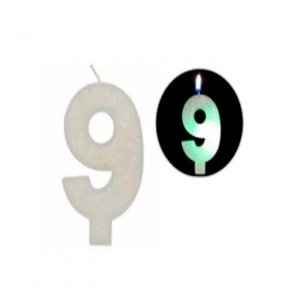 Vela Led Branca N°9 - Silver Festas