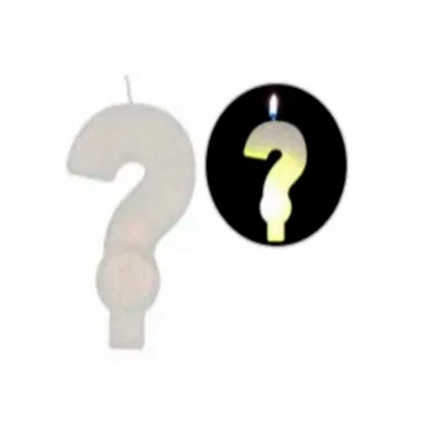 Vela Led Branca Interrogação - Silver Festas