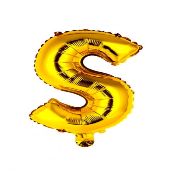 Balao Metalizado Letra 'S' Ouro 16' - Mundo Bizarro