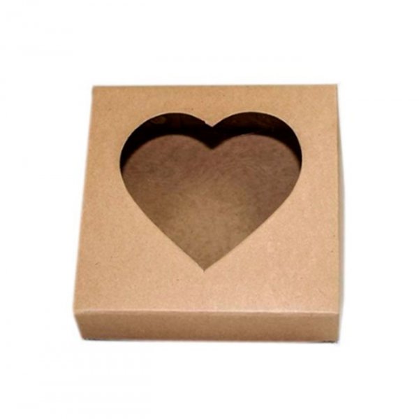 Caixa Coração Kraft Com Visor - Art Crystal