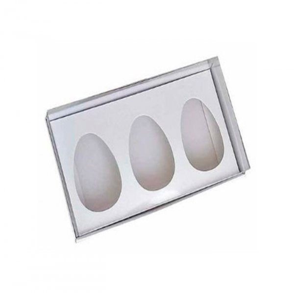 Caixa Gourmet Ovo 3 Cavidades Branco 50G (10Un) - Crystal Forming