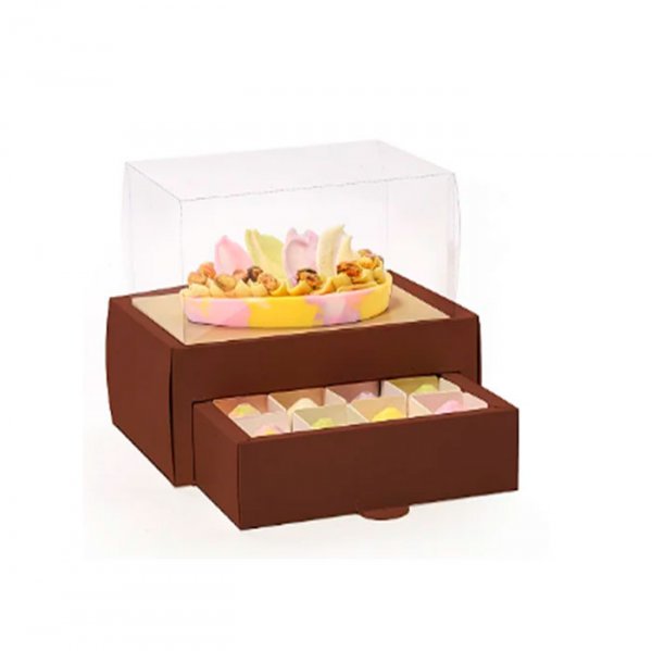 Caixa Meio Ovo C/Gaveta Marrom 250G - Cromus