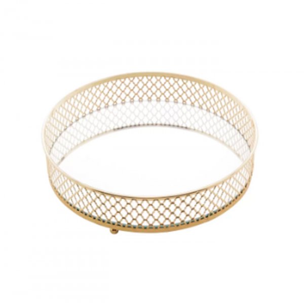 Bandeja Metal Redonda C/Espelho Pequena - Importex