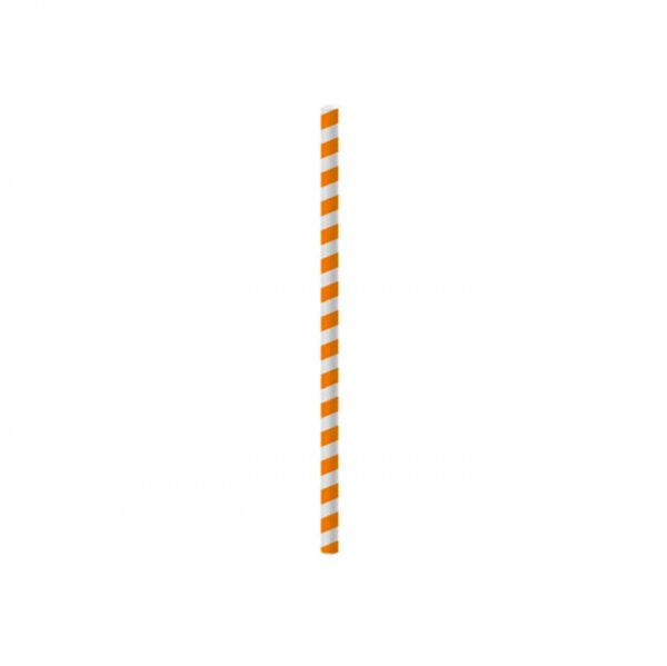 Canudo Papel Listras Laranja (20Un) - Cromus