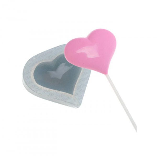 Molde Em Silicone Pirulito Coração Liso - Flexarte
