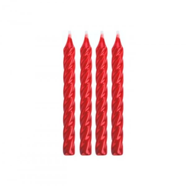 Vela Espiral Vermelha Metalizada (8Un) - Silver Festas