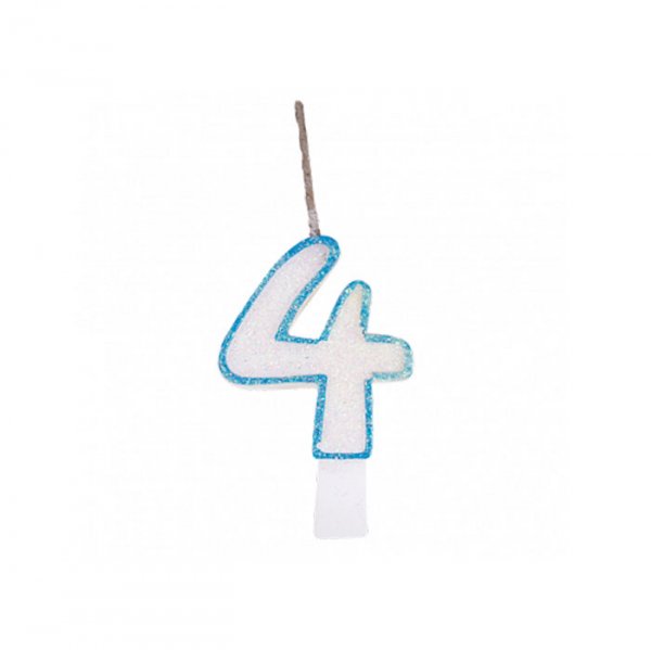 Vela Glitter Azul N°4 - Festcolor