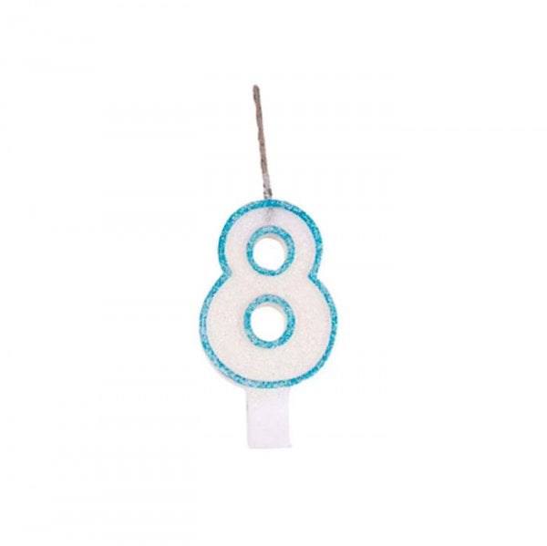 Vela Glitter Azul N°8 - Festcolor
