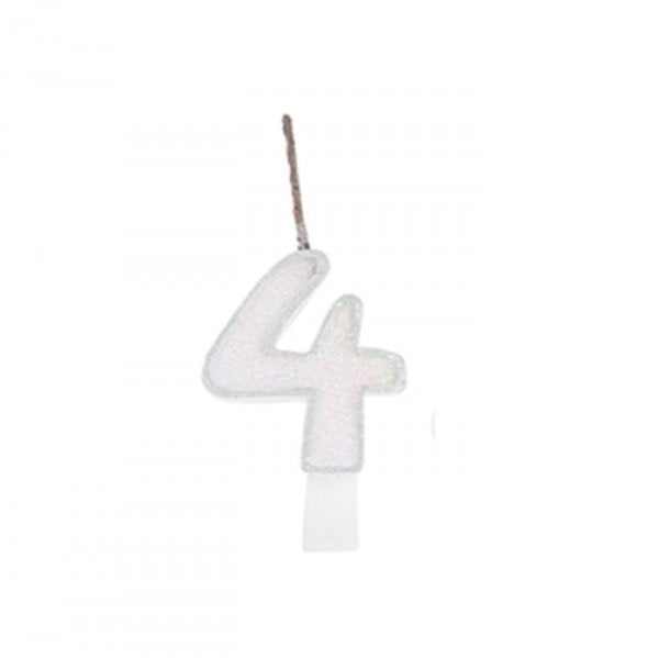 Vela Glitter Branca N°4 - Festcolor