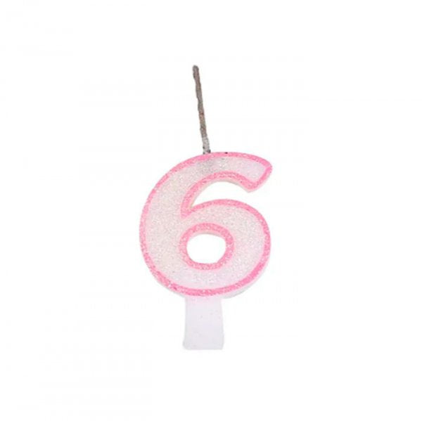 Vela Glitter Rosa N°6 - Festcolor