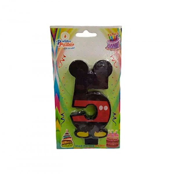 Vela Numerada Mickey Mouse N°5 - Produtos Parabéns