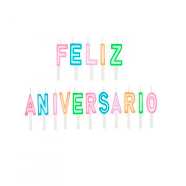 Vela Parabens Neon (8Un) - Silver Festas