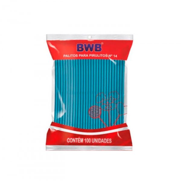 Palito Azul Para Pirulito Solido (100Un) - Medio - Bwb Formas