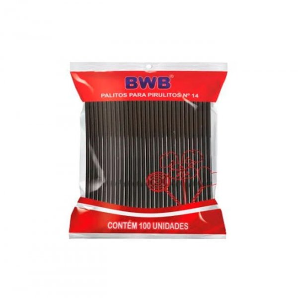 Palito Para Pirulito Preto Solido (100Un) - Medio - Bwb Formas