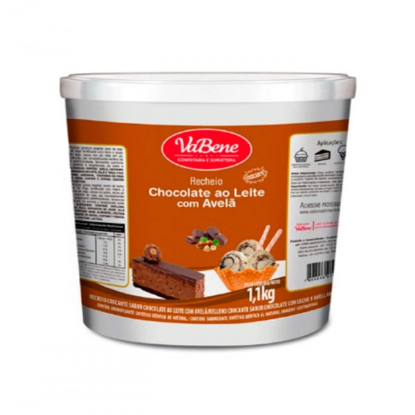 Recheio Sabor Chocolate ao Leite Com Avelã 1,01Kg - Vabene