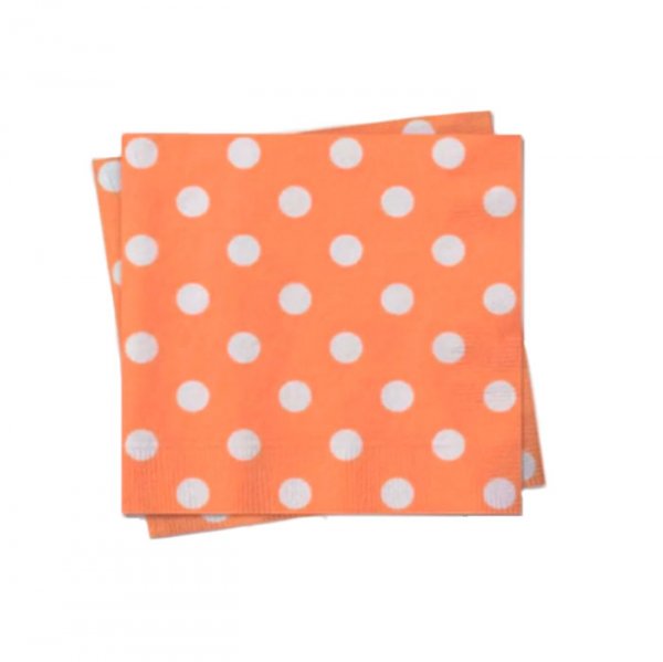 Guardanapo Laranja Poa Branco 20X21Cm (50Un) - Flip