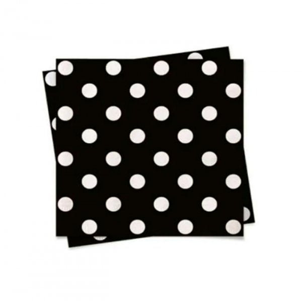 Guardanapo Preto Poa Branco 20X21Cm (50Un) - Flip