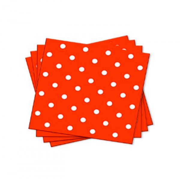 Guardanapo Poa Laranja Bola Branca 30X31Cm (50Un) - Flip