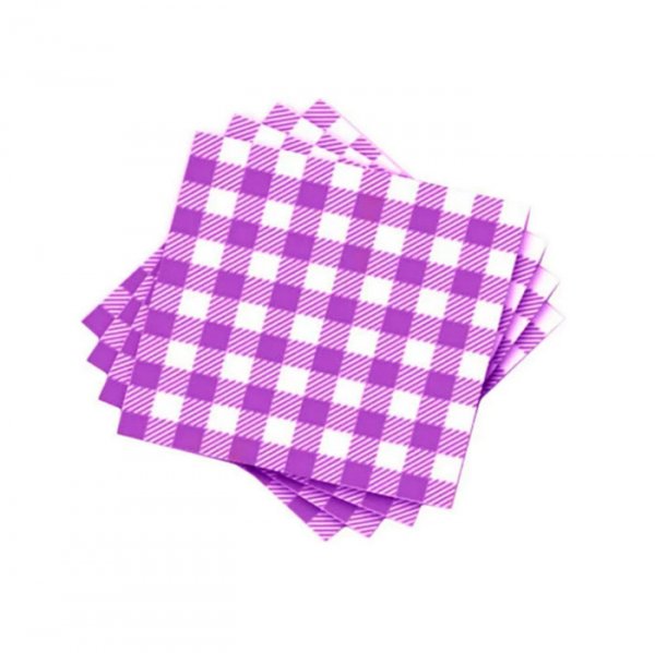 Guardanapo Xadrez Lilas 30X31Cm (50Un) - Flip