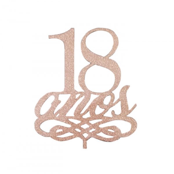 Topo De Bolo 18 Anos Mdf Rose Gold - Sonho Fino