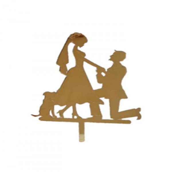 Topo Decorativo Noivos C/Cão 22Cm - Vivarte