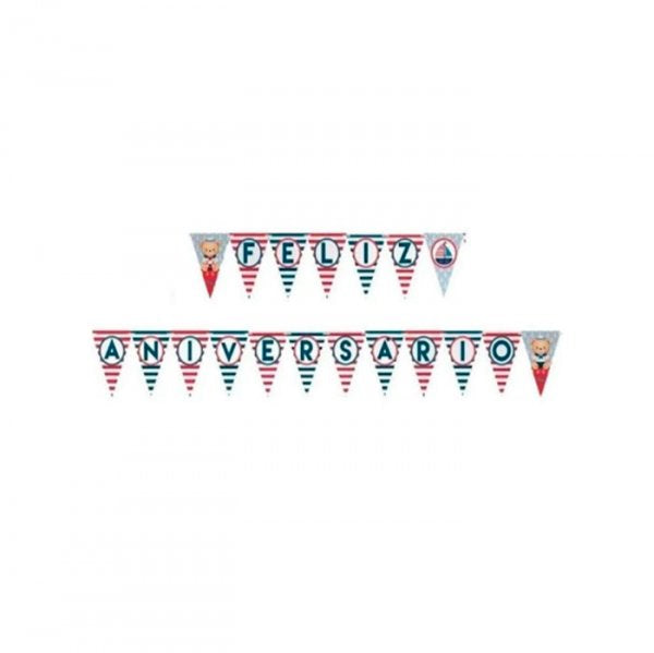 Faixa Feliz Aniversario Ursinho Marinheiro (C/1Un) - Festcolor