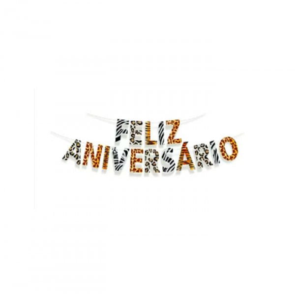 Faixa Feliz Aniversario Safari (C/1Un) - Cromus