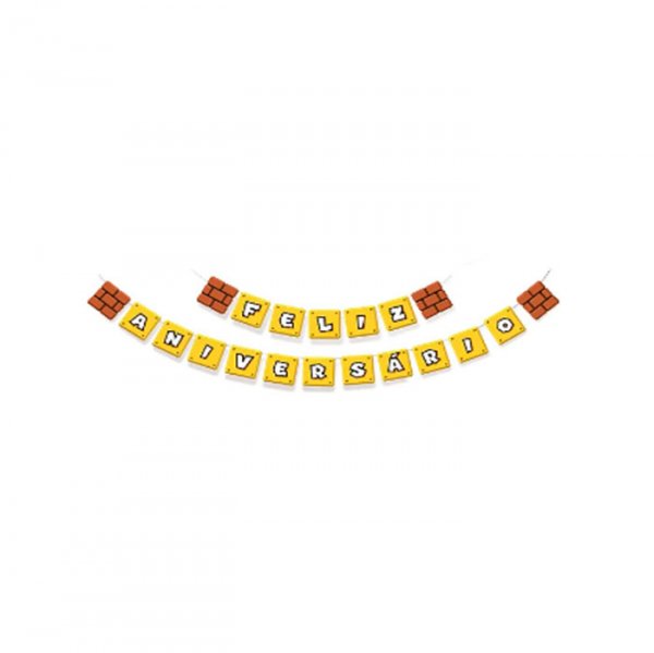 Faixa Feliz Aniversario Super Mario (C/1Un) - Cromus