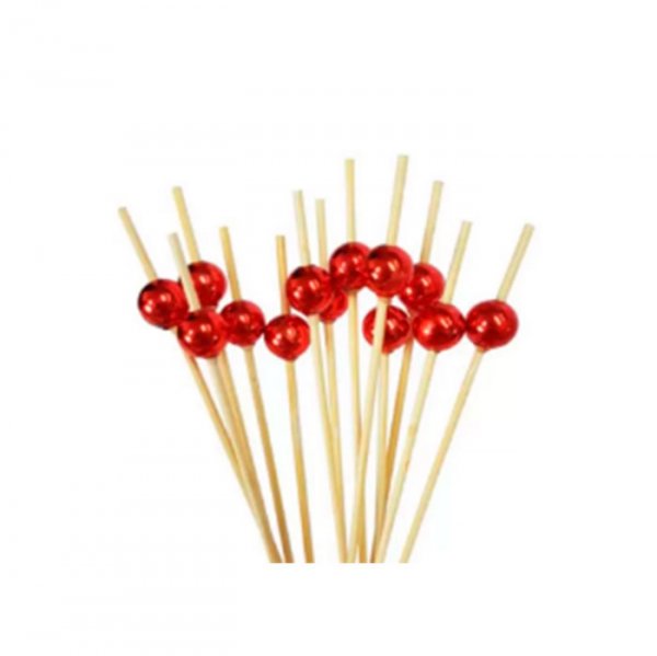 Palito Bambu P/Petisco (12.5Cm0) Decorativo Vermelho - Silver Plastic