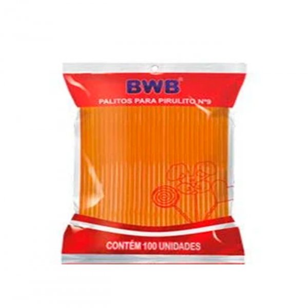 Palito Pirulito Medio Laranja Solido Neon (C/100Un) - Bwb Formas