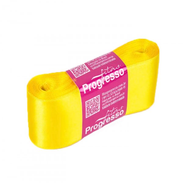 Fita Cetim N°9 Cor763 Amarelo (38Mmx10M) - Fitas Progresso